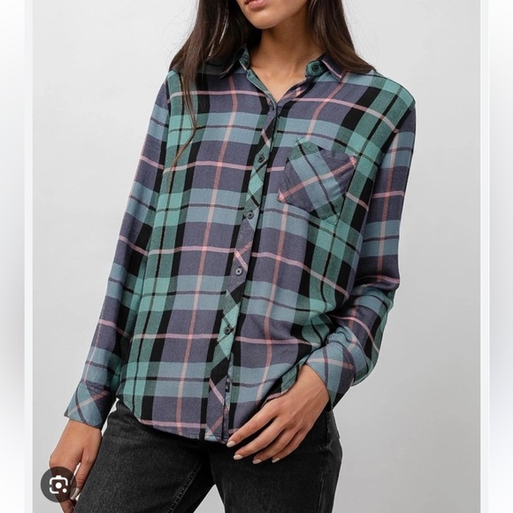 Rails Teal/Pink Hunter Plaid Button Down Shirt - Picture 1 of 8